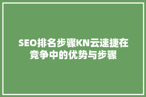 SEO排名步骤KN云速捷在竞争中的优势与步骤