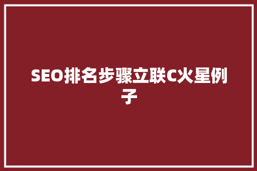 SEO排名步骤立联C火星例子