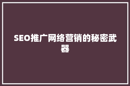 SEO推广网络营销的秘密武器