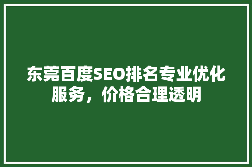 东莞百度SEO排名专业优化服务，价格合理透明