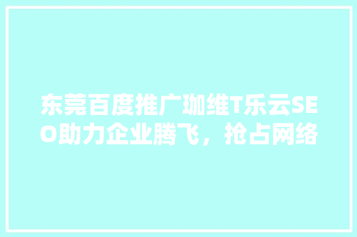 东莞百度推广珈维T乐云SEO助力企业腾飞，抢占网络营销新风口