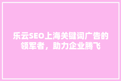 乐云SEO上海关键词广告的领军者，助力企业腾飞