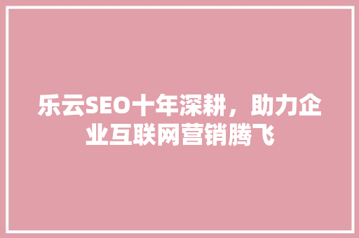 乐云SEO十年深耕，助力企业互联网营销腾飞