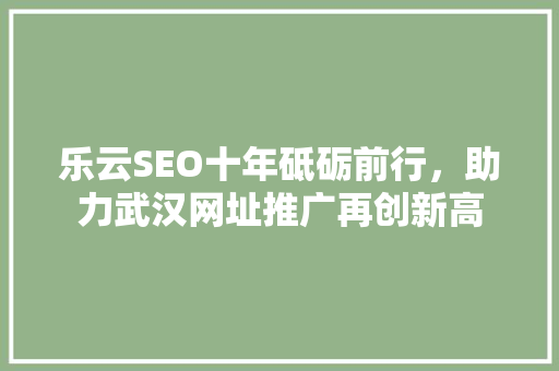 乐云SEO十年砥砺前行，助力武汉网址推广再创新高