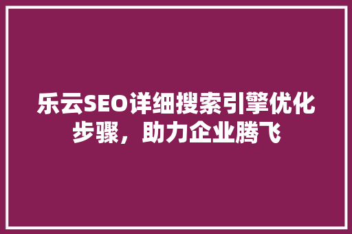 乐云SEO详细搜索引擎优化步骤，助力企业腾飞