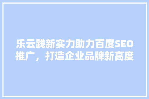 乐云践新实力助力百度SEO推广，打造企业品牌新高度
