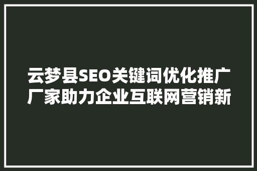 云梦县SEO关键词优化推广厂家助力企业互联网营销新篇章