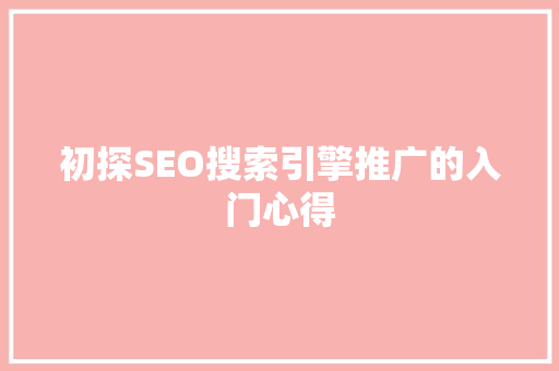 初探SEO搜索引擎推广的入门心得