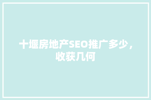 十堰房地产SEO推广多少，收获几何