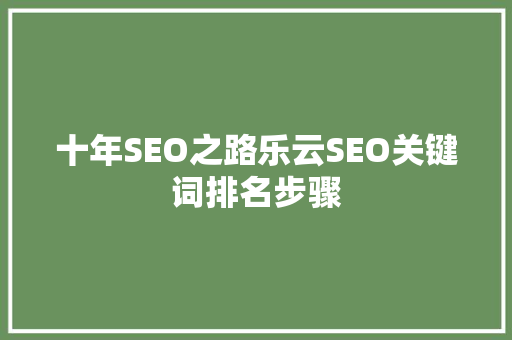 十年SEO之路乐云SEO关键词排名步骤