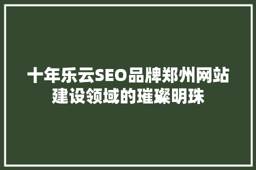十年乐云SEO品牌郑州网站建设领域的璀璨明珠