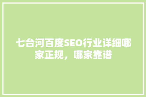 七台河百度SEO行业详细哪家正规，哪家靠谱
