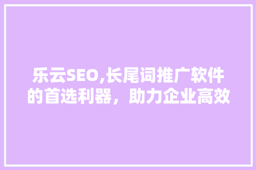 乐云SEO,长尾词推广软件的首选利器，助力企业高效拓展市场