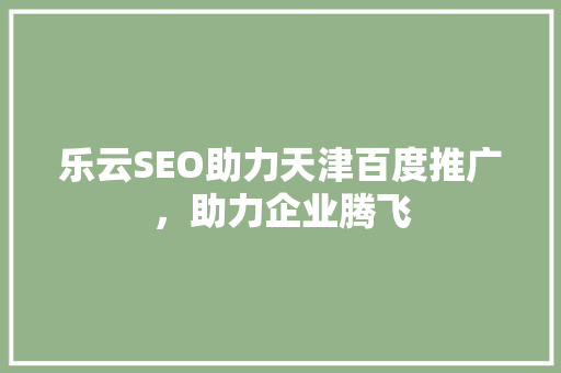 乐云SEO助力天津百度推广，助力企业腾飞