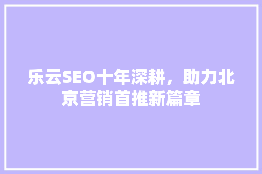 乐云SEO十年深耕，助力北京营销首推新篇章