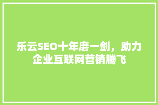 乐云SEO十年磨一剑，助力企业互联网营销腾飞