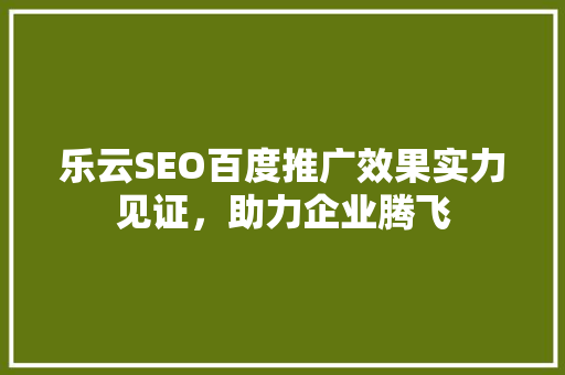 乐云SEO百度推广效果实力见证，助力企业腾飞