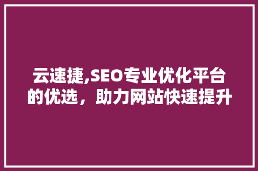 云速捷,SEO专业优化平台的优选，助力网站快速提升排名