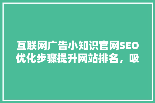 互联网广告小知识官网SEO优化步骤提升网站排名，吸引精准流量