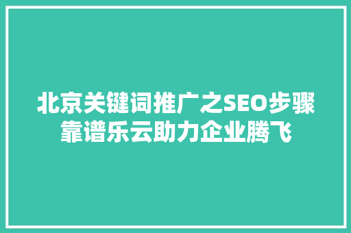 北京关键词推广之SEO步骤靠谱乐云助力企业腾飞