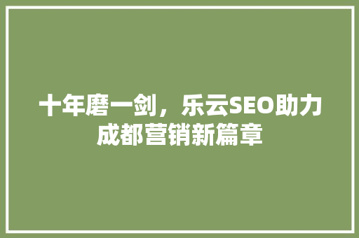 十年磨一剑，乐云SEO助力成都营销新篇章