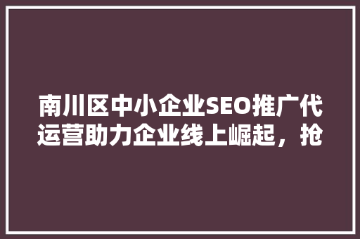 南川区中小企业SEO推广代运营助力企业线上崛起，抢占市场先机