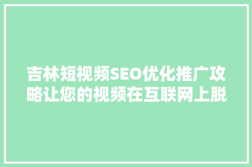 吉林短视频SEO优化推广攻略让您的视频在互联网上脱颖而出