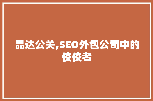 品达公关,SEO外包公司中的佼佼者