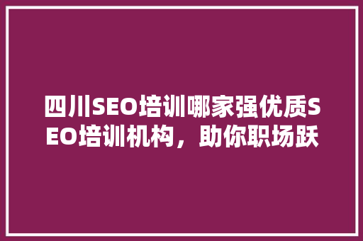 四川SEO培训哪家强优质SEO培训机构，助你职场跃升