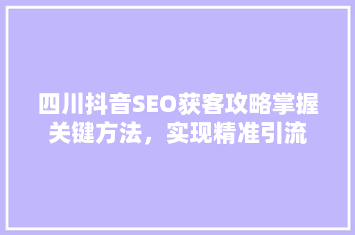 四川抖音SEO获客攻略掌握关键方法，实现精准引流