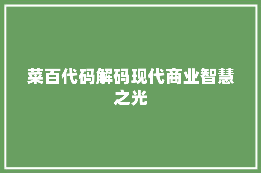 菜百代码解码现代商业智慧之光  第1张