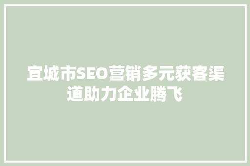 宜城市SEO营销多元获客渠道助力企业腾飞