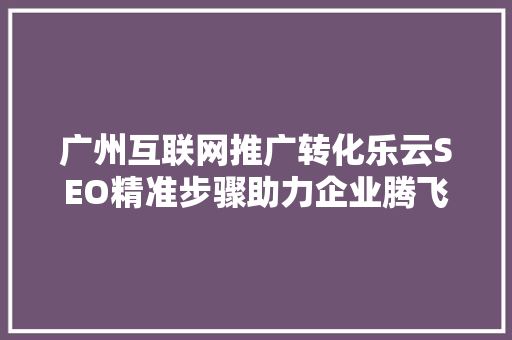 广州互联网推广转化乐云SEO精准步骤助力企业腾飞