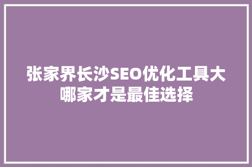 张家界长沙SEO优化工具大哪家才是最佳选择
