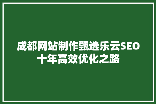 成都网站制作甄选乐云SEO十年高效优化之路
