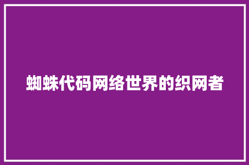 蜘蛛代码网络世界的织网者