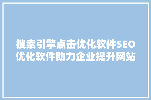 搜索引擎点击优化软件SEO优化软件助力企业提升网站流量与转化率