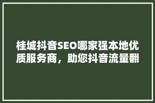 桂城抖音SEO哪家强本地优质服务商，助您抖音流量翻倍