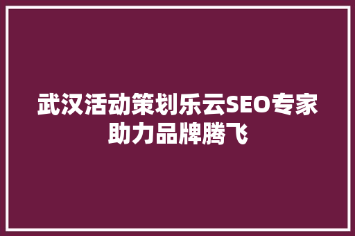 武汉活动策划乐云SEO专家助力品牌腾飞