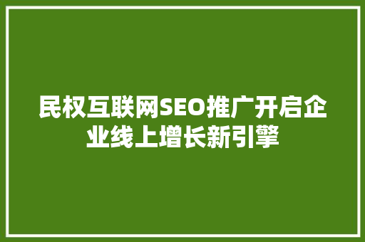 民权互联网SEO推广开启企业线上增长新引擎