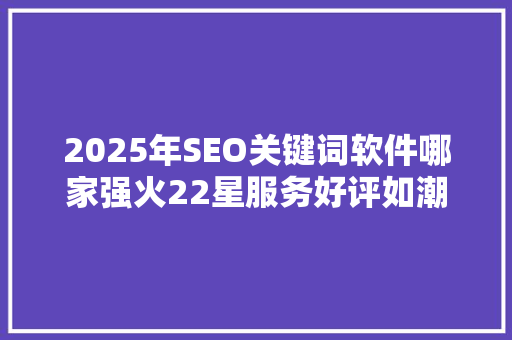 2025年SEO关键词软件哪家强火22星服务好评如潮  第1张