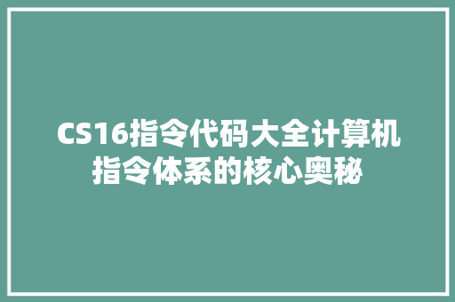 CS16指令代码大全计算机指令体系的核心奥秘