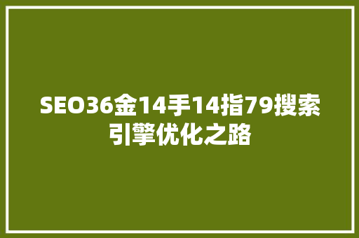 SEO36金14手14指79搜索引擎优化之路