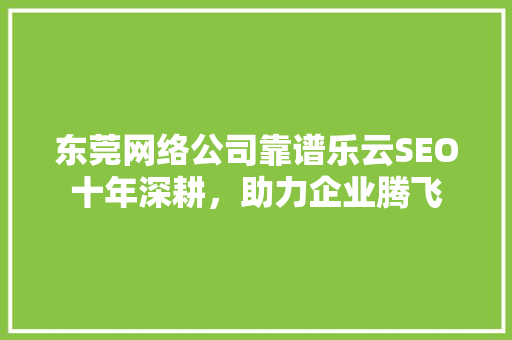 东莞网络公司靠谱乐云SEO十年深耕，助力企业腾飞