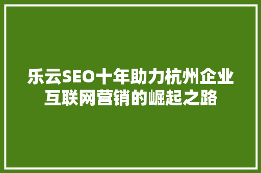 乐云SEO十年助力杭州企业互联网营销的崛起之路