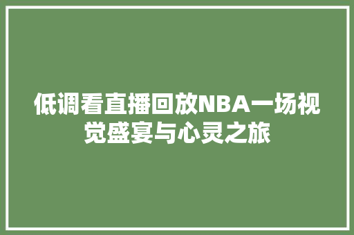 低调看直播回放NBA一场视觉盛宴与心灵之旅