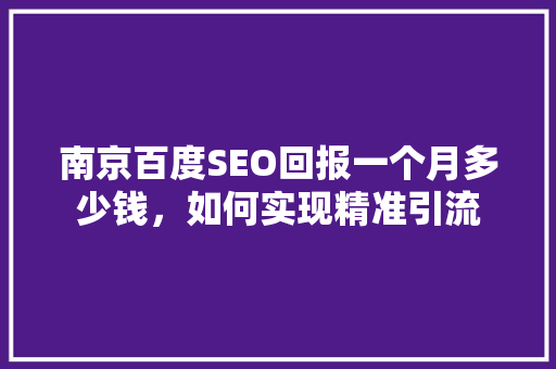 南京百度SEO回报一个月多少钱，如何实现精准引流