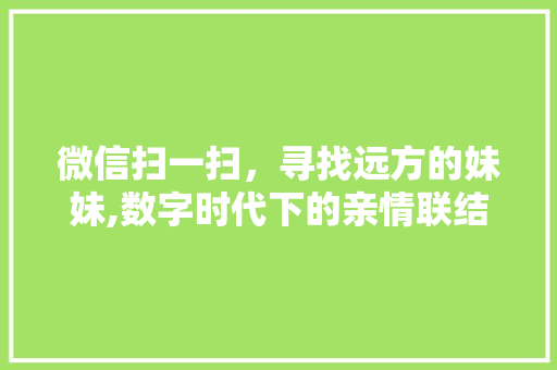 微信扫一扫，寻找远方的妹妹,数字时代下的亲情联结