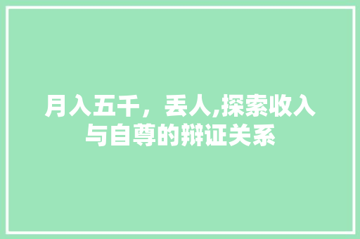 月入五千，丢人,探索收入与自尊的辩证关系