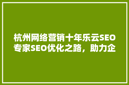 杭州网络营销十年乐云SEO专家SEO优化之路，助力企业腾飞